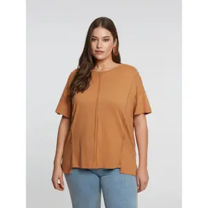 Sewing Detail T-shirt Women Mat Fashion image-1