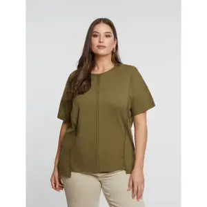 Sewing Detail T-shirt Women Mat Fashion image-1
