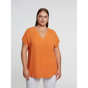 Draped V-Neck Top for Women Mat Fashion image-1