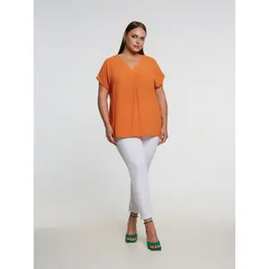 Draped V-Neck Top for Women Mat Fashion image-2