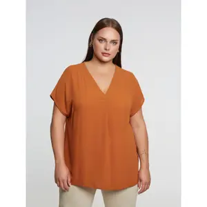 Draped V-Neck Top for Women Mat Fashion image-1