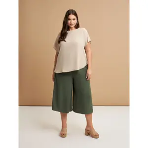 Women's Round Neck Crepe T-Shirt Mat Fashion image-1