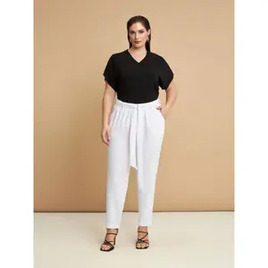 Crêpe Trousers with Drawstrings for Women Mat Fashion image-1