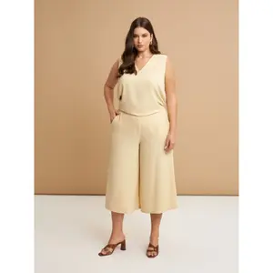 Women's Crepe Culotte Trousers Mat Fashion image-1