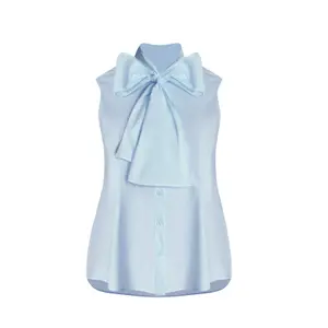 Sleeveless Blouse with Knot Detail Women Mat Fashion image-0