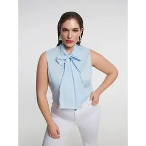 Sleeveless Blouse with Knot Detail Women Mat Fashion image-1