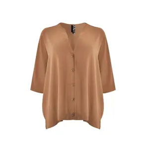 Women's V-Neck Crepe Blouse Mat Fashion Airwashed image-0