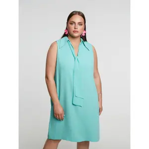 Sleeveless Tie Neck Dress Women Mat Fashion image-1