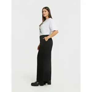 Pantalón amplio de talle alto de satén mujer Mat Fashion image-3