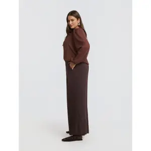 Pantalón amplio de talle alto de satén mujer Mat Fashion image-4