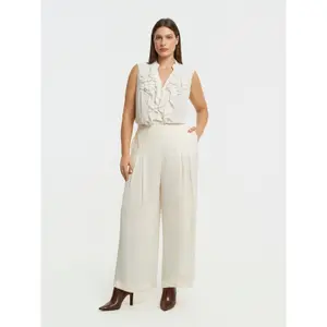 Pantalón amplio de talle alto de satén mujer Mat Fashion image-1
