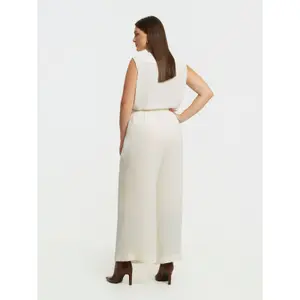 Pantalón amplio de talle alto de satén mujer Mat Fashion image-2