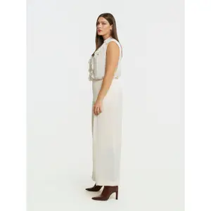 Pantalón amplio de talle alto de satén mujer Mat Fashion image-3