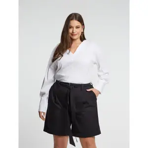 Women's Tie Waist Bermuda Shorts Mat Fashion image-1