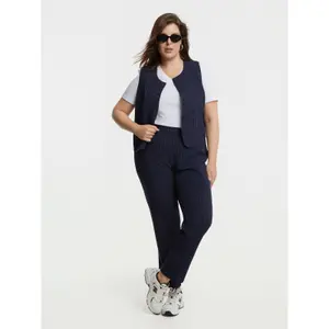 Women's Pinstripe Slim Fit Trousers Mat Fashion image-1