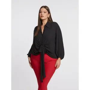 Women’s Blouse with Front Tie Detail Mat Fashion image-1