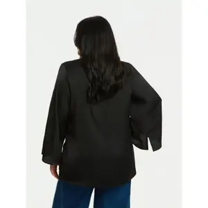 Women's Long Sleeve Satin V-Neck Top Mat Fashion image-3