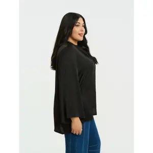 Women's Long Sleeve Satin V-Neck Top Mat Fashion image-4