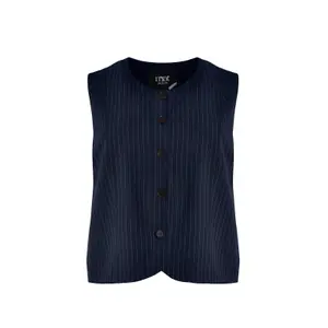 Women's Fine Striped Suit Gilet Mat Fashion image-0