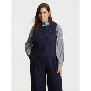 Women's Fine Striped Suit Gilet Mat Fashion image-1