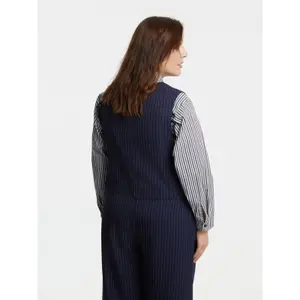 Women's Fine Striped Suit Gilet Mat Fashion image-3