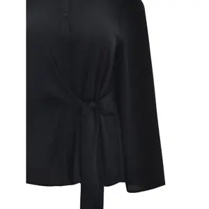 Satin Long Sleeve Belted Shirt Women Mat Fashion image-2