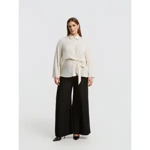 Satin Long Sleeve Belted Shirt Women Mat Fashion image-2
