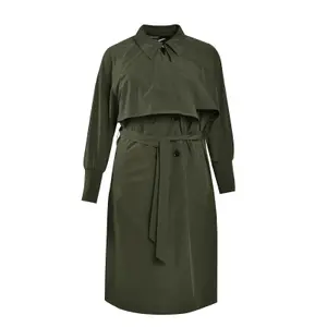 Belted Trench Coat with Cape Detail Women Mat Fashion image-0
