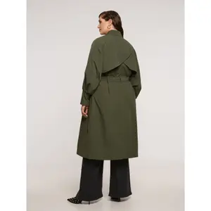 Belted Trench Coat with Cape Detail Women Mat Fashion image-2
