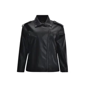 Leather jacket woman Mat Fashion Biker image-0