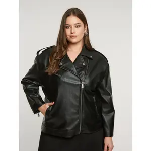 Leather jacket woman Mat Fashion Biker image-2