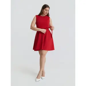 Sleeveless Belted Fitted Dress Women Mat Fashion image-2