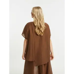 Women's Mixed Linen Blouse Mat Fashion Layered image-2