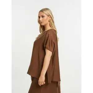Women's Mixed Linen Blouse Mat Fashion Layered image-3