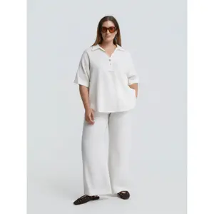 Women's Round Hem Mixed Linen Shirt Mat Fashion image-2