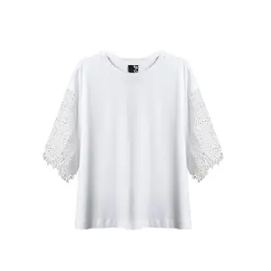 Women's Crocheted Sleeve T-Shirt Mat Fashion image-0