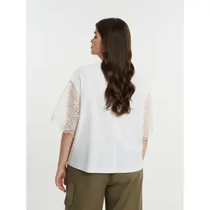 Women's Crocheted Sleeve T-Shirt Mat Fashion image-2