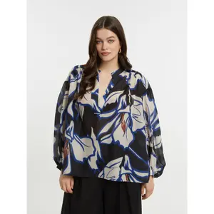 Blouse manches longues motif floral abstrait femme Mat Fashion image-1