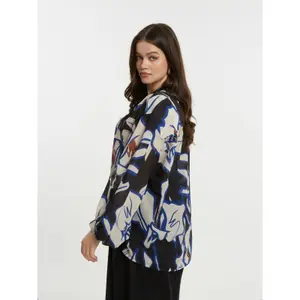 Blouse manches longues motif floral abstrait femme Mat Fashion image-3