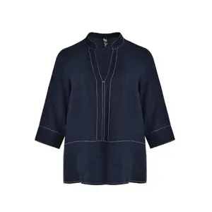 Women's Mandarin Collar Viscose Blouse Mat Fashion image-0
