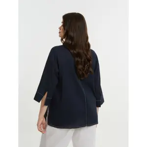 Women's Mandarin Collar Viscose Blouse Mat Fashion image-2