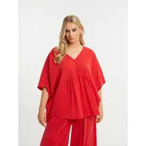 Womens V-Neck Fluid Blouse Mat Fashion Modal image-1