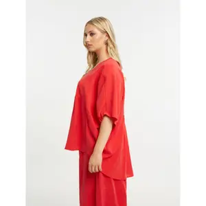 Womens V-Neck Fluid Blouse Mat Fashion Modal image-4