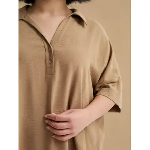 Women’s Crepe Pointed Collar Blouse Mat Fashion Airwashed image-4