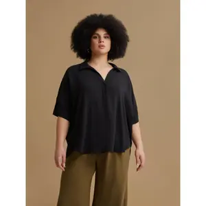 Women’s Crepe Pointed Collar Blouse Mat Fashion Airwashed image-1