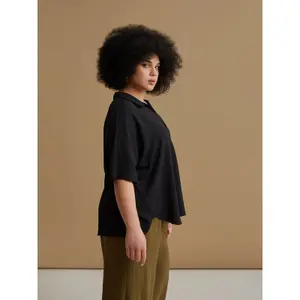 Women’s Crepe Pointed Collar Blouse Mat Fashion Airwashed image-3