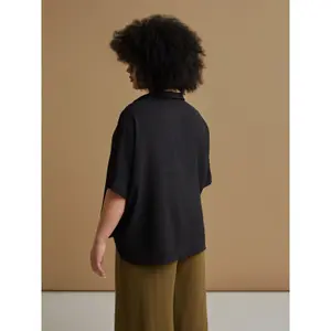 Women’s Crepe Pointed Collar Blouse Mat Fashion Airwashed image-2