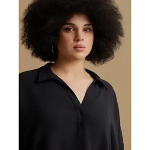 Women’s Crepe Pointed Collar Blouse Mat Fashion Airwashed image-4