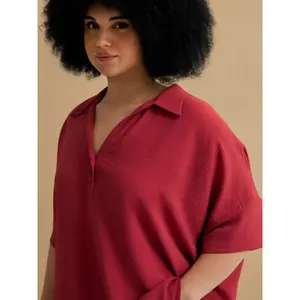 Women’s Crepe Pointed Collar Blouse Mat Fashion Airwashed image-4