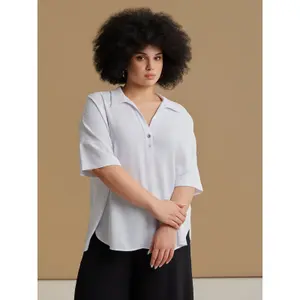 Women’s Crepe Pointed Collar Blouse Mat Fashion Airwashed image-2